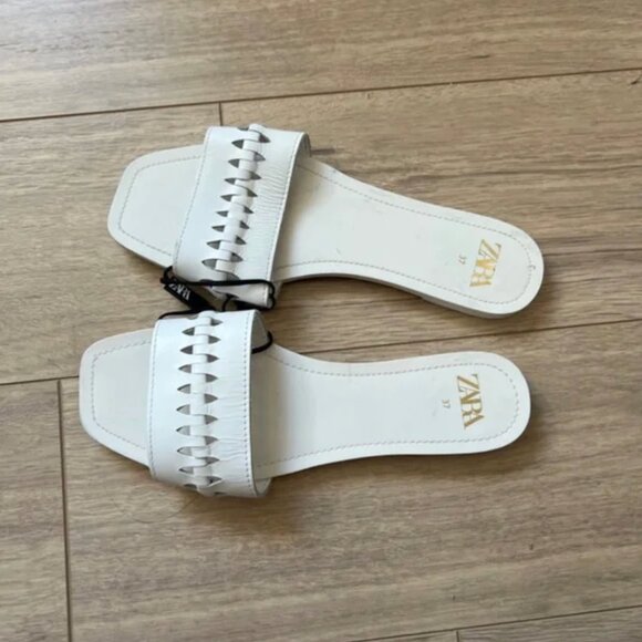 Zara Woven Flat Leather Sandals EUR 37 - Picture 6 of 10